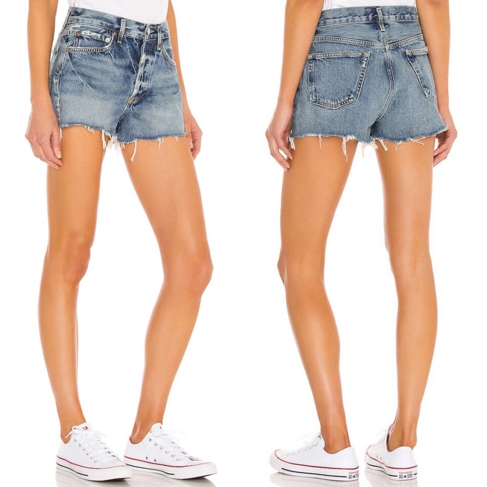 AGOLDE Parker Cut Off Denim Shorts Swapmeet Dark